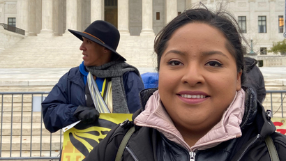 Anel Medina, a 28-year-old DACA enrollee and oncology nurse for Penn Medicine in Philadelphia, outside the US Supreme Court.
