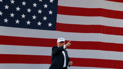 Donald Trump in front of American flag