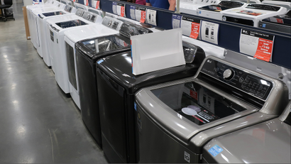 An image of washing machines at a store.