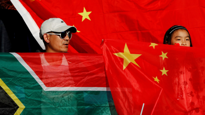 China and South Africa fans are pictured at the Women's World Cup