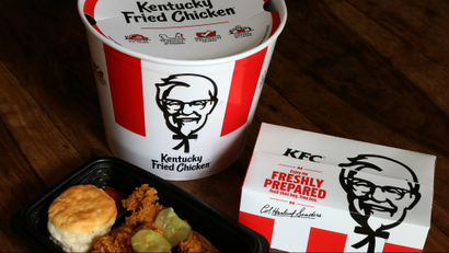Kentucky Fried Chicken (KFC) bucket and box of chicken