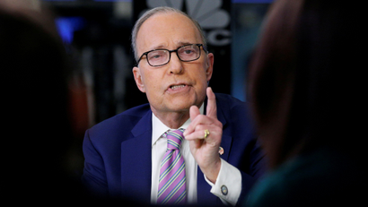 Economic analyst Lawrence "Larry" Kudlow appears on CNBC at the New York Stock Exchange, (NYSE) in New York, U.S., March 7, 2018.