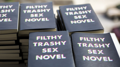 A Separate Peace by John Knowles, with the cover "Filthy Trashy Sex Novel" to celebrate 2016 Banned Books Week, by DC Public Library Foundation