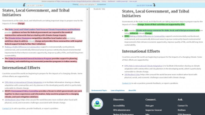 comparison of EPA website