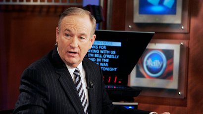 **FILE**Fox News commentator Bill O'Reilly appears on the Fox News show, "The O'Reilly Factor," on Jan. 18, 2007 in New York. O'Reilly and Geraldo Rivera said Friday, April 6, 2007, there were no hard feelings after they engaged in a shouting match over illegal immigration on Fox News Channel's "The O'Reilly Factor" Thursday night.(AP Photo/Jeff Christensen)
