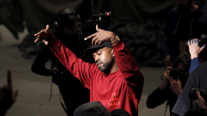 Kanye West dances during his Yeezy Season 3 Collection presentation and listening party for the "The Life of Pablo" album during New York Fashion Week February 11, 2016. REUTERS/Andrew Kelly - GF10000305299