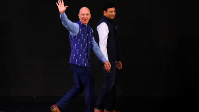 Jeff Bezos, founder of Amazon, attends a company event in New Delhi