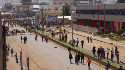Anti-government demonstrators block a road in Bamenda, Cameroon, December 8