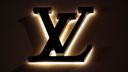 The logo of Louis Vuitton is seen at a store in Nice, France