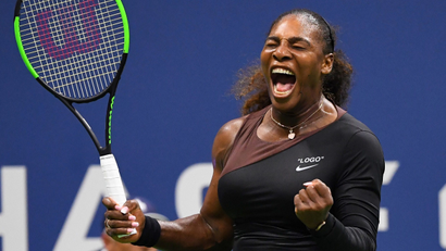 Serena Williams celebrates a win against Magda Linette of Poland in a first round match on day one of the 2018 U.S. Open tennis tournament at USTA Billie Jean King National Tennis Center, on August 27, 2018.