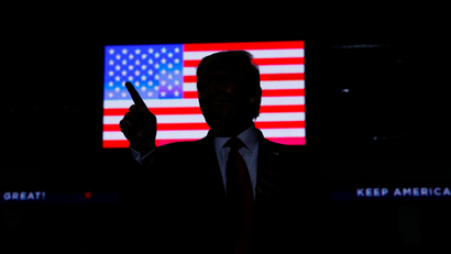 US President Donald Trump hosts a Keep America Great rally at the Santa Ana Star Center in Rio Rancho, New Mexico