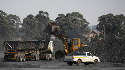 Coal is loaded onto a truck at the Woestalleen colliery near Middleburg in Mpumalanga province.