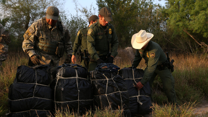 The Border Patrol seizing nearly 300 lbs of pot near McAllen, Texas.