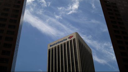 A Bank of America building is seen in Los Angeles, California