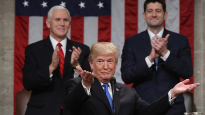 US president Trump delivers first State of the Union address to a joint session of Congress in Washington