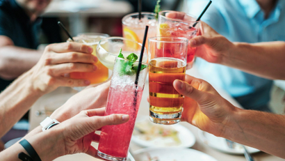 Adults toasting alcoholic drinks