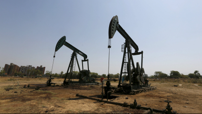 Oil and Natural Gas Corp's (ONGC) wells are pictured in an oil field on the outskirts of the western city of Ahmedabad, India.