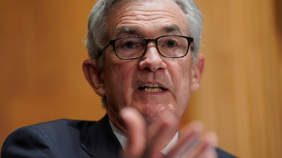 Federal Reserve Chairman Jerome Powell testifies before a Senate Banking, Housing and Urban Affairs Committee hearing on Capitol Hill