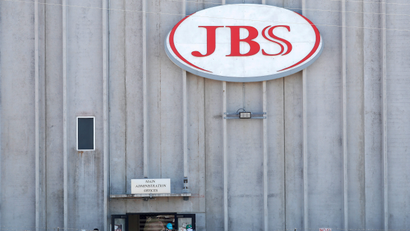 JBS sign outside of manufacturing plant.