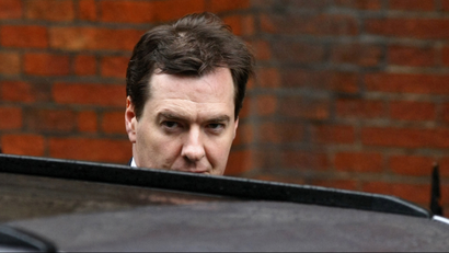 Britain's Chancellor of the Exchequer George Osborne arrives at the High Court to give evidence at the Leveson Inquiry, London, Monday, June 11, 2012. Former British Prime Minister Gordon Brown was the first in a string of current and former political leaders to appear this week at the inquiry, set up amid a tabloid phone hacking scandal to examine malpractice in the media and ties between politicians, police and the press. (AP Photo/Tim Hales