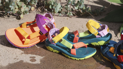 A shot of colorful Teva sandals.