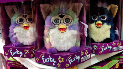 A display of Furby dolls, an interactive children's toy, is seen on display at a Toys 'R' Us store in Glendale, Calif., Wednesday, Sept. 29, 1999. The Sept. 21 earthquake that devastated parts of Taiwan is sending tremors through the toy and personal computer industries, which rely on Taiwanese semiconductors for products ranging from personal computers to interactive Furby dolls. (AP Photo/Damian Dovarganes