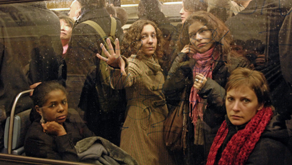 Commuters crowd into the metro at Chatelet station in Paris .