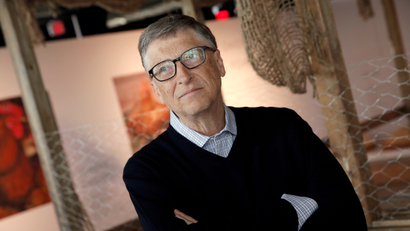 Billionaire philanthropist and Microsoft's co-founder Bill Gates speaks to the media in Manhattan