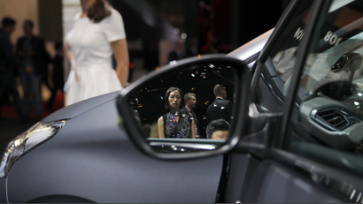A rear-view mirror.