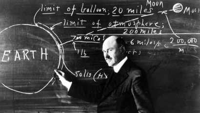 Robert Goddard, the father of liquid fueled rocketry, breaks down the problem.