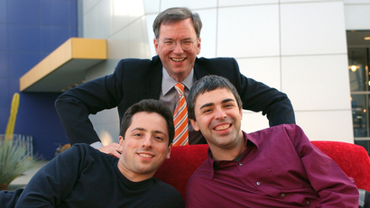 Google's Sergey Brin, Eric Schmidt and Larry Page