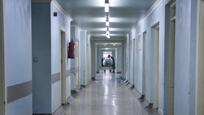 This 2014 photo shows the rundown corridors of the general operating wing at the Mulago National Referral Hospital in Kampala, Uganda.