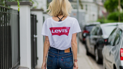 Lisa Hahnbueck wearing a white Levis tshirt and navy Levis denim jeans on June 1, 2016 in Duesseldorf, Germany. (Photo by Christian Vierig/Getty Images)