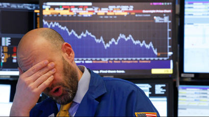 A sad Wall Street trader
