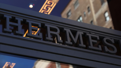 The Hermès logo outside one of its stores