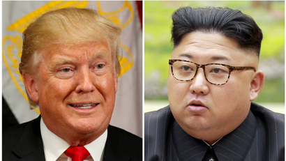 A combination photo shows U.S. President Donald Trump in New York, U.S. September 21, 2017 and North Korean leader Kim Jong Un in this undated photo released by North Korea's Korean Central News Agency (KCNA) in Pyongyang, September 4, 2017.