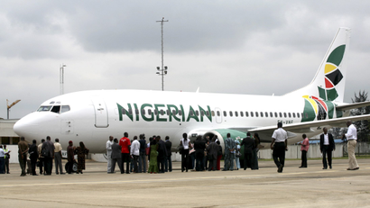 A defunct Nigerian Eagle airline aircraft on a tarmac