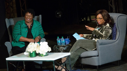 Oprah Winfrey takes part in a town hall meeting with Democratic gubernatorial candidate Stacey Abrams.