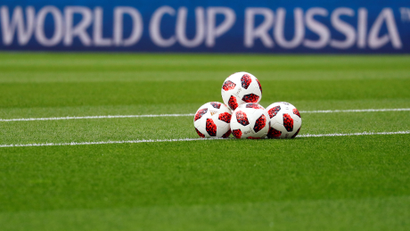 Soccer Football - World Cup - Round of 16 - Colombia vs England - Spartak Stadium, Moscow, Russia - July 3, 2018 General view of balls on the pitch before the match