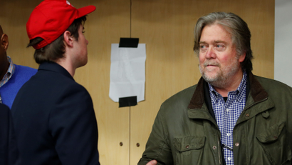 Republican presidential nominee Donald Trump's campaign CEO Steve Bannon is pictured backstage during a campaign event in Eau Claire, Wisconsin U.S. November 1, 2016.