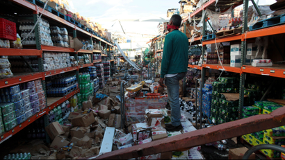Inside of a destroyed supermarket by Hurricane Maria in Salinas, Puerto Rico