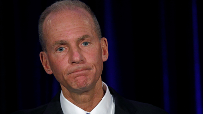 BoeingChief Executive Dennis Muilenburg during a news conference at the annual shareholder meeting in Chicago
