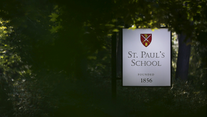 A sign marks the entrance to St. Paul's School.