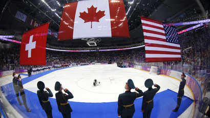 Canada flags hockey