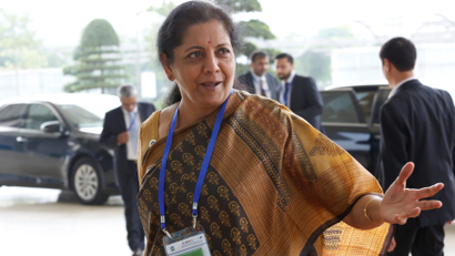 India's Commerce and Industry Minister Nirmala Sitharaman arrives for the 3rd Inter-sessional Regional Comprehensive Economic Partnership (RCEP) Ministerial Meeting in Hanoi