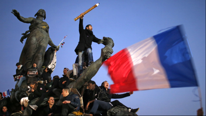 rally in France with flag