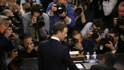 Facebook CEO Mark Zuckerberg arrives to testify before Senate committees