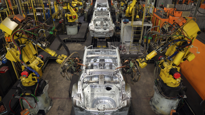 Robots manufacturing cars