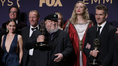 george r.r. martin accepting an award for game of thrones