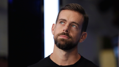 Square CEO Jack Dorsey is interviewed on the floor of the New York Stock Exchange, Thursday, Nov. 19, 2015. (AP Photo/Richard Drew)